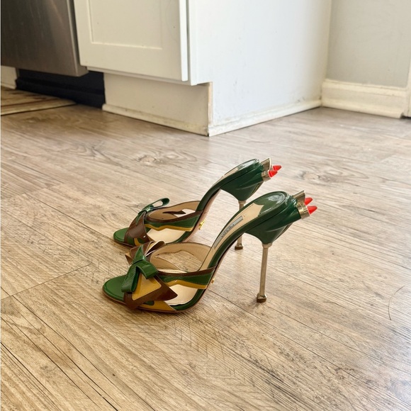 Prada Shoes - Prada 2012 Tail Light Runway Multi-Accent Stiletto Sandals with Bow Detail